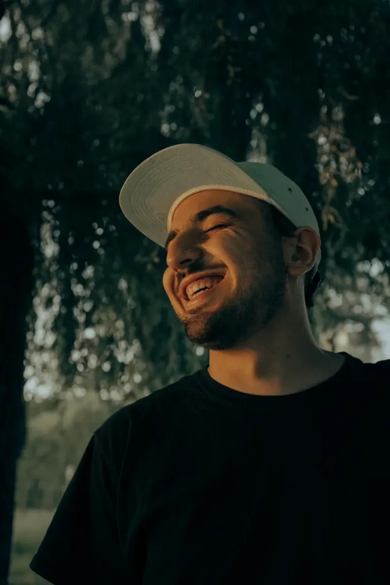 smiling male in nature